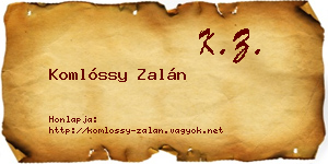 Komlóssy Zalán névjegykártya